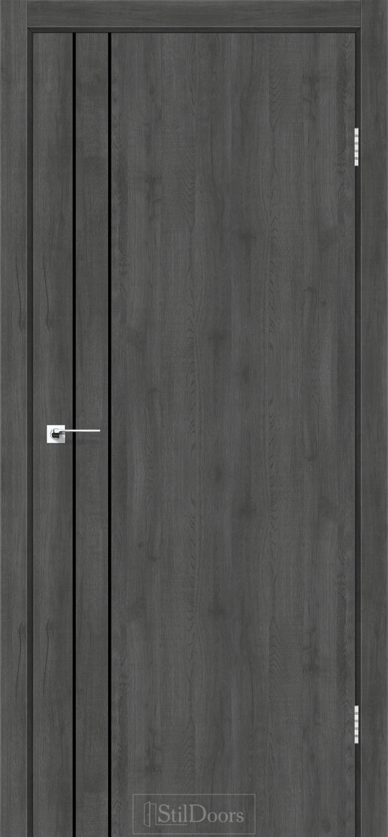 Міжкімнатні двері Stildoors Loft Лофт Лайн 800 Дуб Смокі, чорний матовий торець