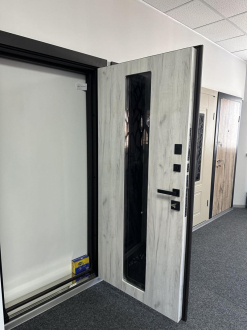 Двері вхідні Portala Тріо Термо Полімер G-7 Полімер Антрацит - Білий 2084 950*2040 мм Ліві