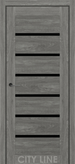 Міжкімнатні двері City Line Express ОSCAR 700 Лівара Артвуд Грей скло чорне