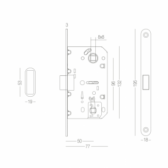Механізм магнітний під WC для міжкімнатних дверей MVM MG-2056 MA Колір: матовий антрацит Язичок: металопластиковий магнітний