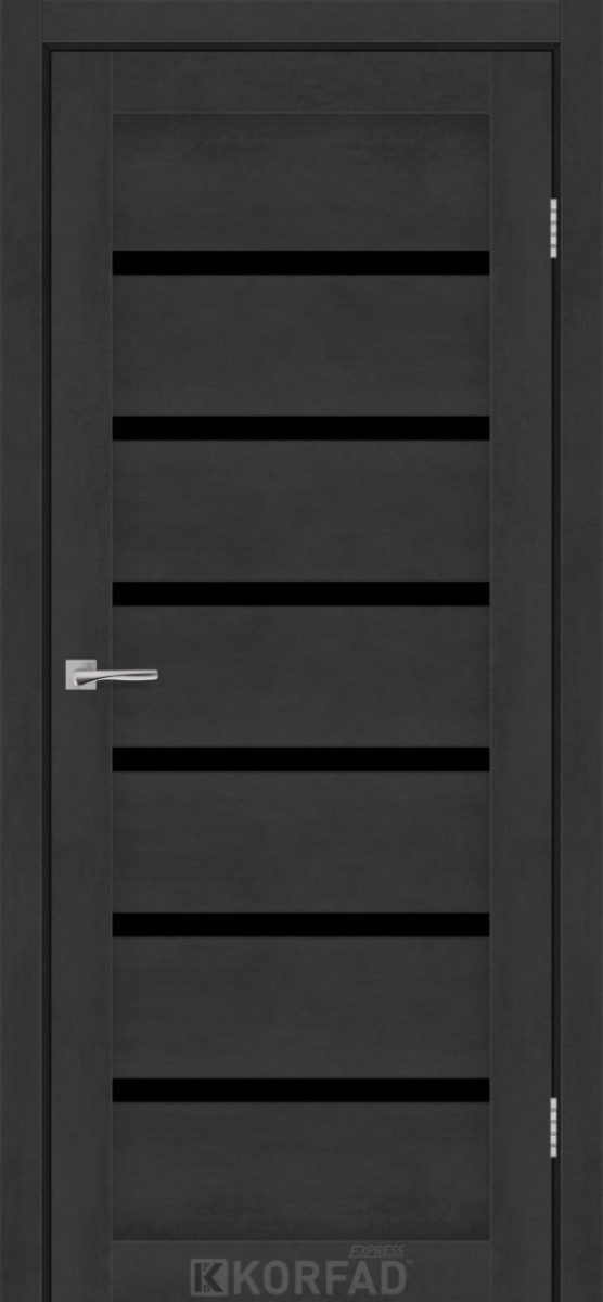 Міжкімнатні двері Korfad Express Делмонт 38мм Бетон Графіт скло чорне 700