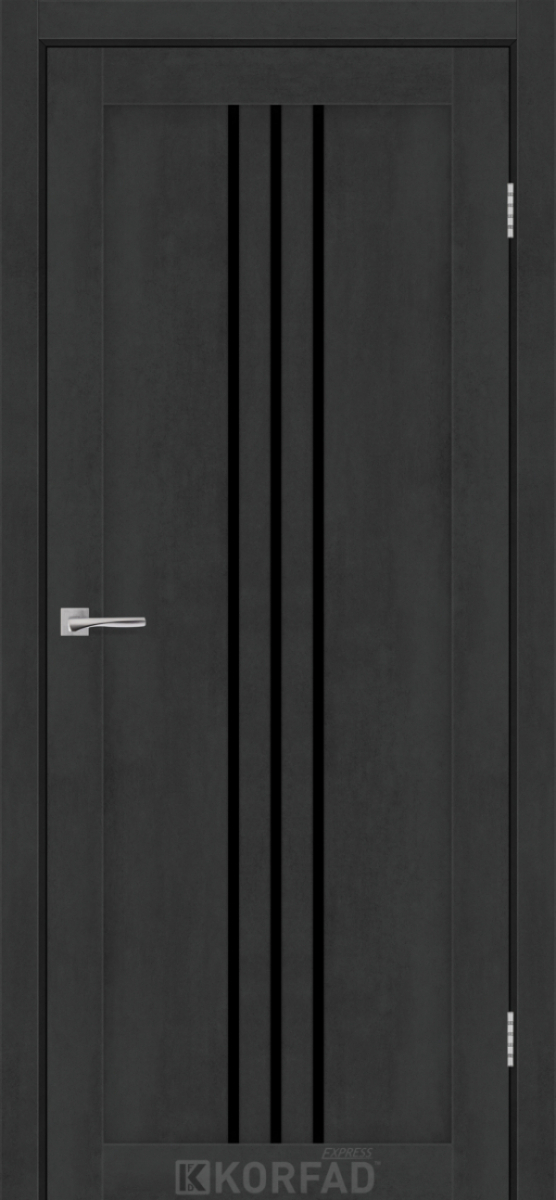Міжкімнатні двері Korfad Express Стілтон 38мм Бетон Графіт скло чорне 800