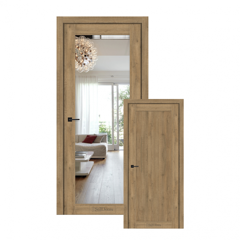 Міжкімнатні двері Stildoors ВЕРМОНТ Дзеркало/Глухі 900 Дуб Крафт Solara