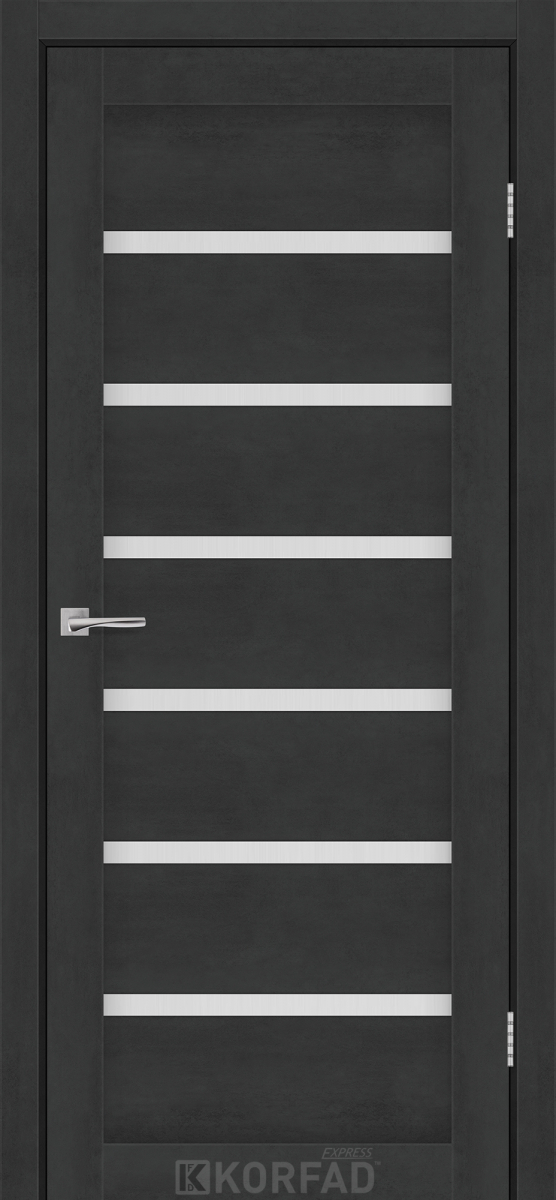 Міжкімнатні двері Korfad Express Делмонт 38мм Бетон Графіт скло сатін 600