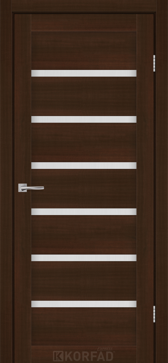 Міжкімнатні двері Korfad Express Делмонт 38мм Каштан Бурбон скло сатін 600