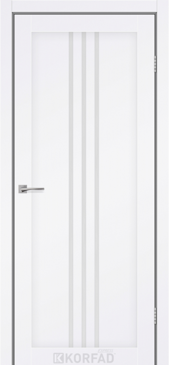Міжкімнатні двері Korfad Express Стілтон 38мм Білий Мат Кристал скло сатін 900