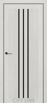 Міжкімнатні двері City Line Express BRAVO 37мм Роккі 600 Котон Крем Екошпон скло чорне