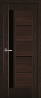 Міжкімнатні двері KFD Гранд 400 мм Каштан (PVC)  скло Чорне