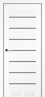 Міжкімнатні двері City Line Express ОSCAR 38мм Клінтон 800 Білий Діамант Еко-touch скло чорне
