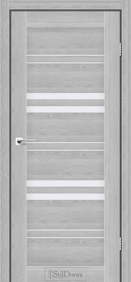 Міжкімнатні двері Stildoors Stil Словенія Дуб Сріблястий скло Сатін 600 мм Стіл