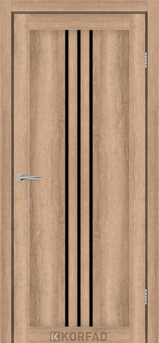 Міжкімнатні двері Korfad Express Стілтон 38мм Кастелло Карамель скло чорне 700