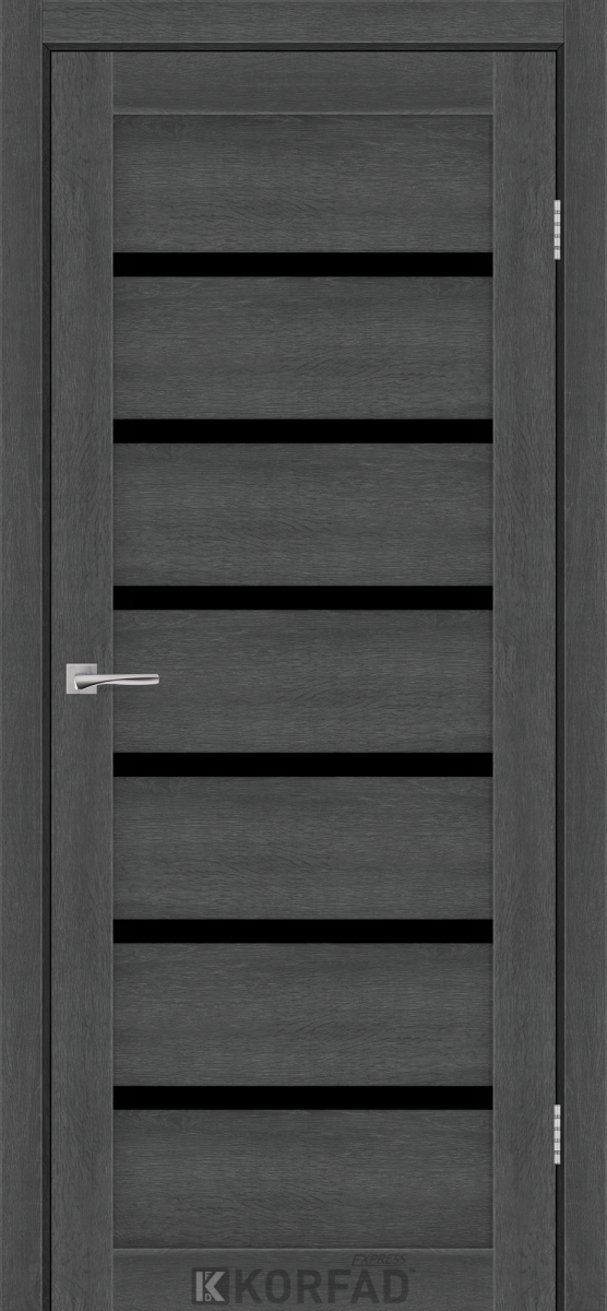 Міжкімнатні двері Korfad Express Делмонт 38мм Ясен Граніт скло чорне 600