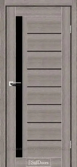Міжкімнатні двері Stildoors Stil Лондон 900 мм ПВХ Трюфель скло чорне Стіл