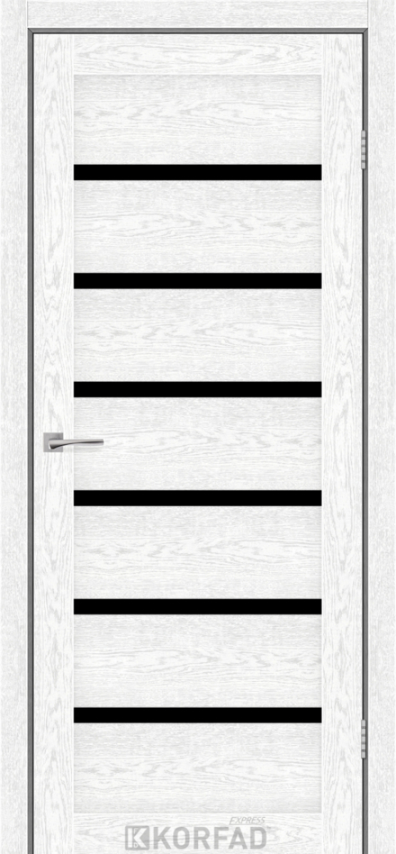 Міжкімнатні двері Korfad Express Делмонт 38мм Патіна Смокі скло чорне 900