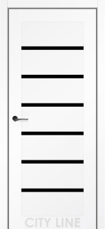 Міжкімнатні двері City Line Express ОSCAR 38мм Лівара 800 Білий Діамант Еко-touch скло чорне